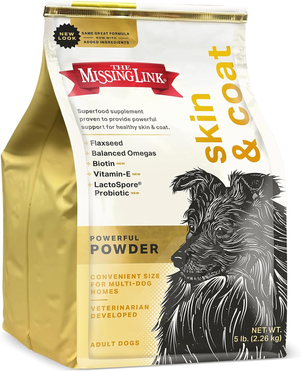 The Missing Link Piel y Pelaje + Probióticos - Suplemento en Polvo para Perros, 5 lb