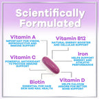 Multivitamínico para Mujeres - Completo Diario con Biotina, Calcio, Ácido Fólico, Hierro, Zinc, Vitaminas A, C, D, E y B - Suplemento para Piel, Cabello y Uñas - 60 Cápsulas Blandas