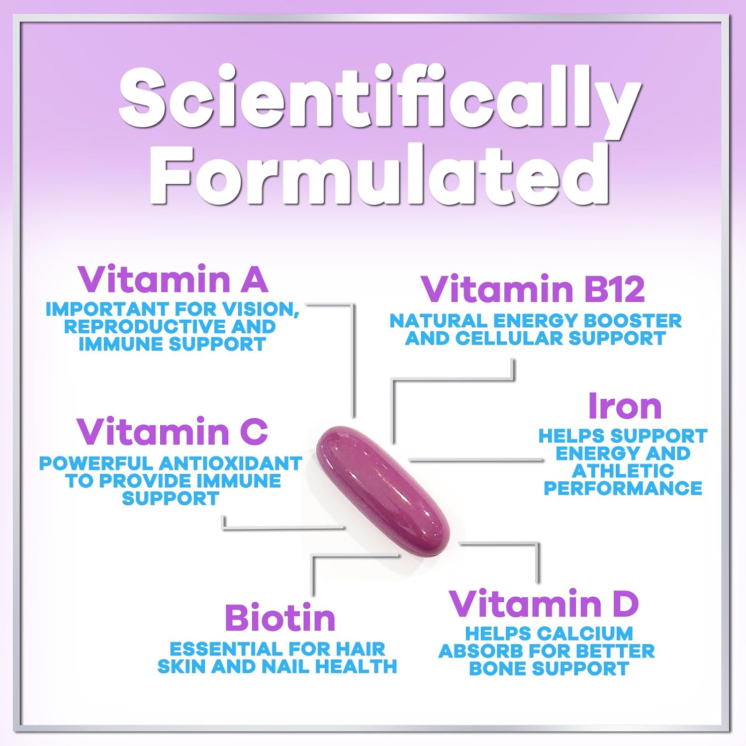 Hello Lovely! Multivitamínico Completo para Mujer con Biotina y Hierro - 120 Cápsulas Blandas