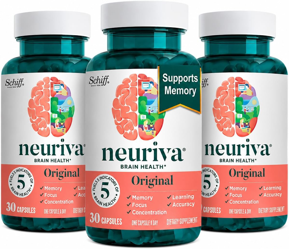 NEURIVA Original – Suplemento para la Memoria, Enfoque y Concentración, 90 Cápsulas (3 Paquetes de 30)