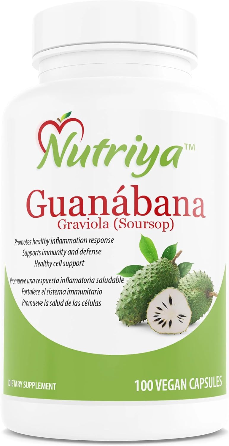 Guanábana (Graviola Soursop) - Antioxidante - Apoyo Celular - 100 Cápsulas Vegetarianas