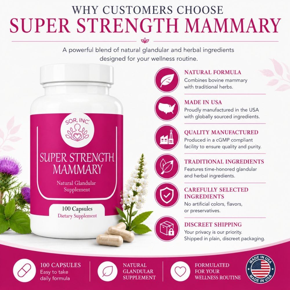 SOR, Inc. Super Strength Mammary Fórmula de Mejora del Pecho, 100 Cápsulas