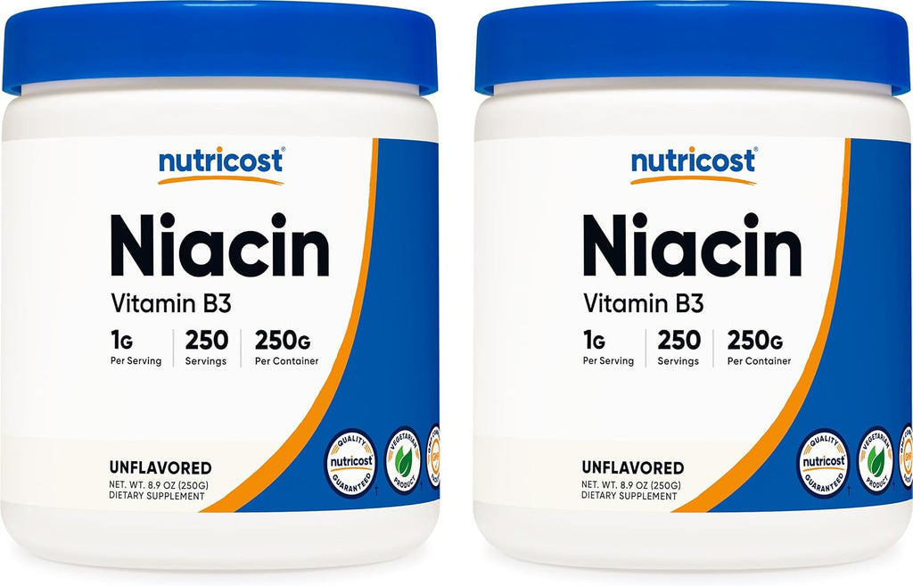 Nutricost Niacina (Vitamina B3) en Polvo 500g (2x250g) - 1g por Ración