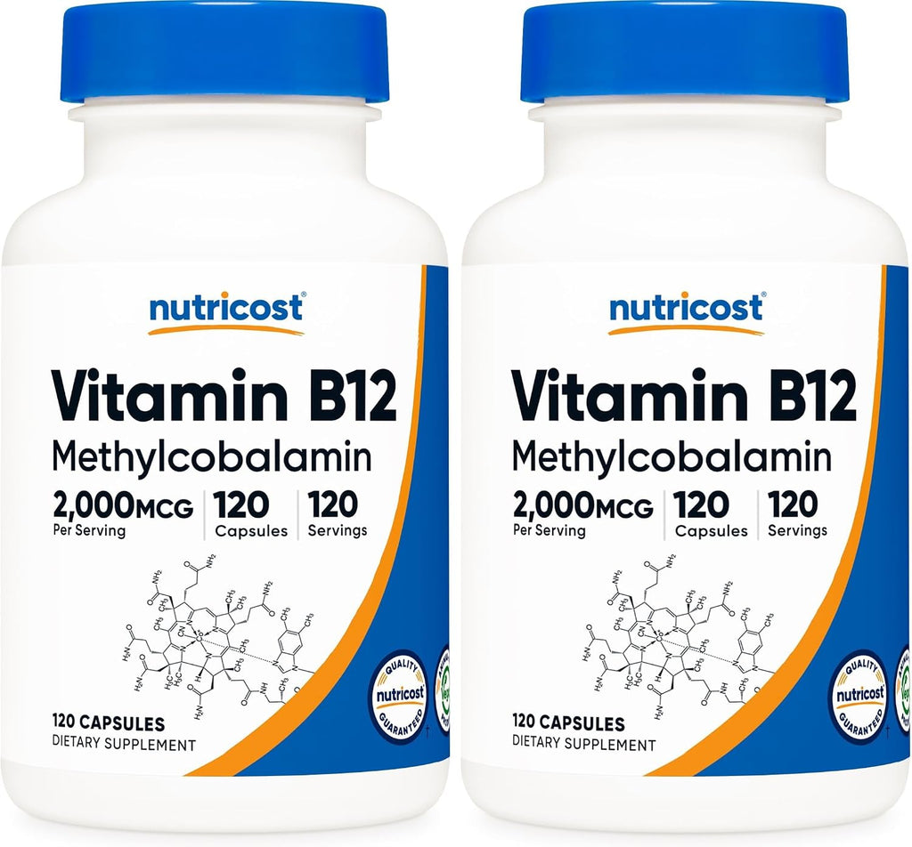 Nutricost Vitamina B12 (Metilcobalamina) 2000mcg, 120 Cápsulas - Cápsulas Vegetarianas, Sin Gluten, No GMO