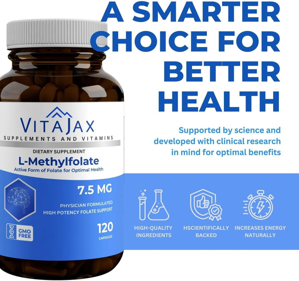 L-Methylfolate 7.5 mg, 120 cápsulas - Vitajax