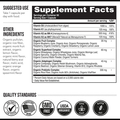 Total K2® | Vitamina K2 como MK7 y MK4 | Más K1 y Cofactor de Vitamina D3 – 620 mcg de K2 por Dosis – All-Trans MK7 de – Image 7