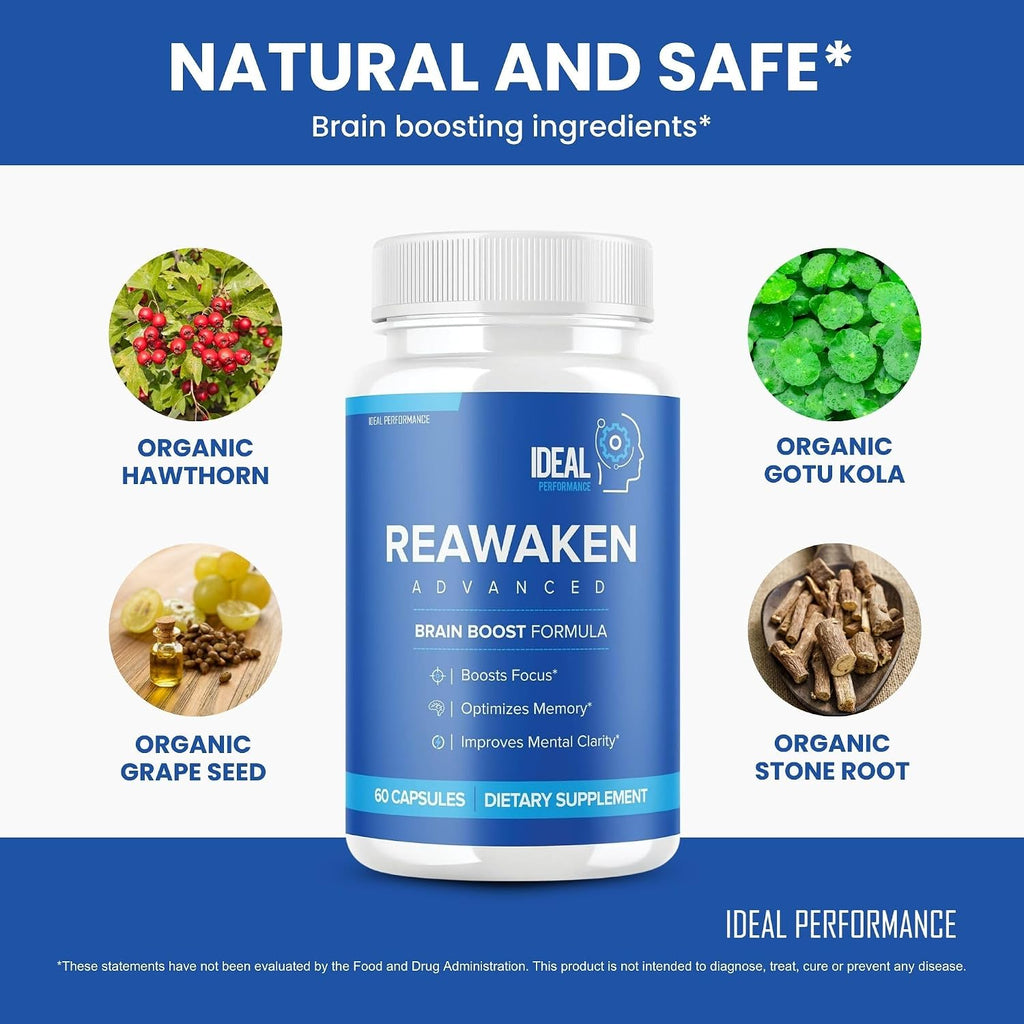 Reawaken Brain Boost - Complemento para la Memoria - Fórmula Avanzada (2 Paquetes, 120 Cápsulas)