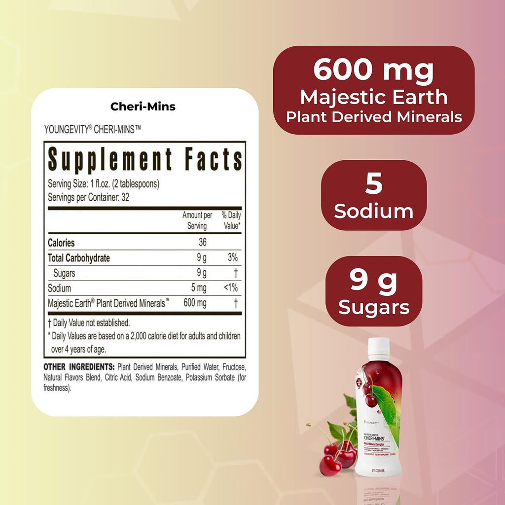 Youngevity Cheri-Mins Minerales Líquidos Derivados de Plantas - 77+ Minerales Traza - 946 ml