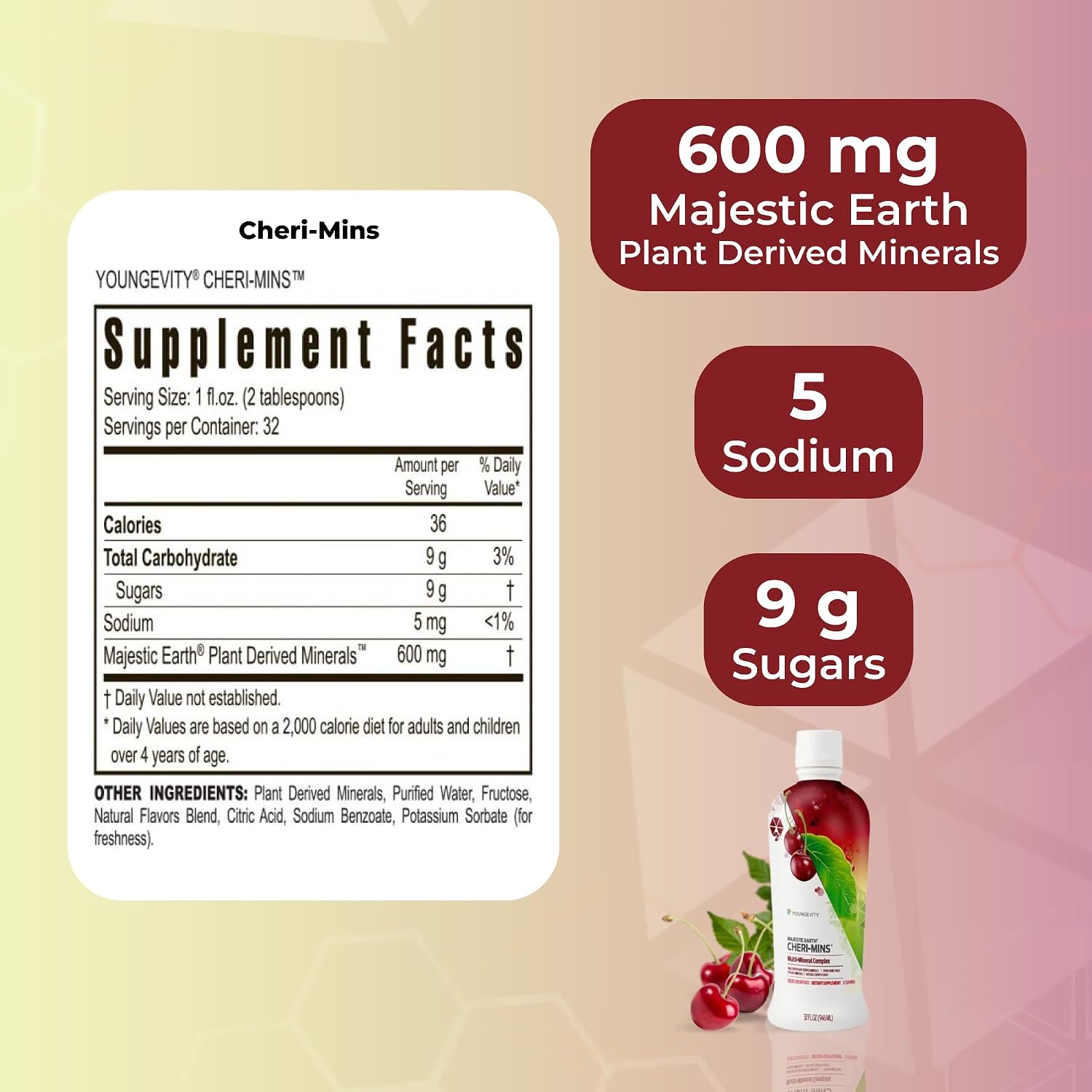 Youngevity Cheri-Mins Minerales Líquidos Derivados de Plantas - 77+ Minerales Traza - 946 ml