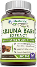 Pure Naturals Extracto de Corteza de Arjuna 500 mg | 120 Cápsulas Vegetales | Sin OGM y Sin Gluten