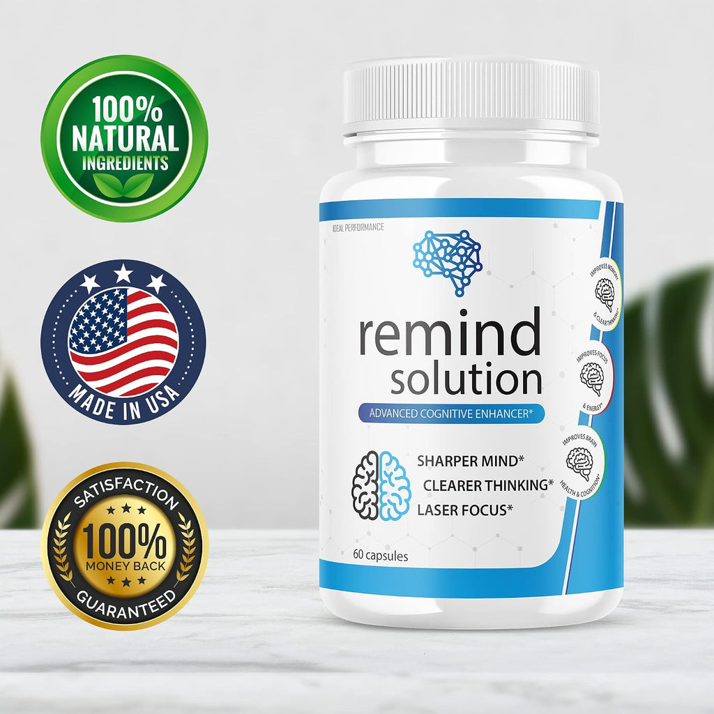 (3 Pack) Remind Solution para la Memoria y Función Cognitiva Avanzada - 180 Cápsulas