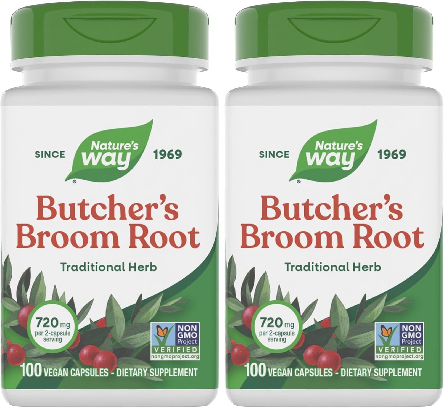 Nature's Way Escoba de Carnicero, 720 mg, 100 Cápsulas Veganas