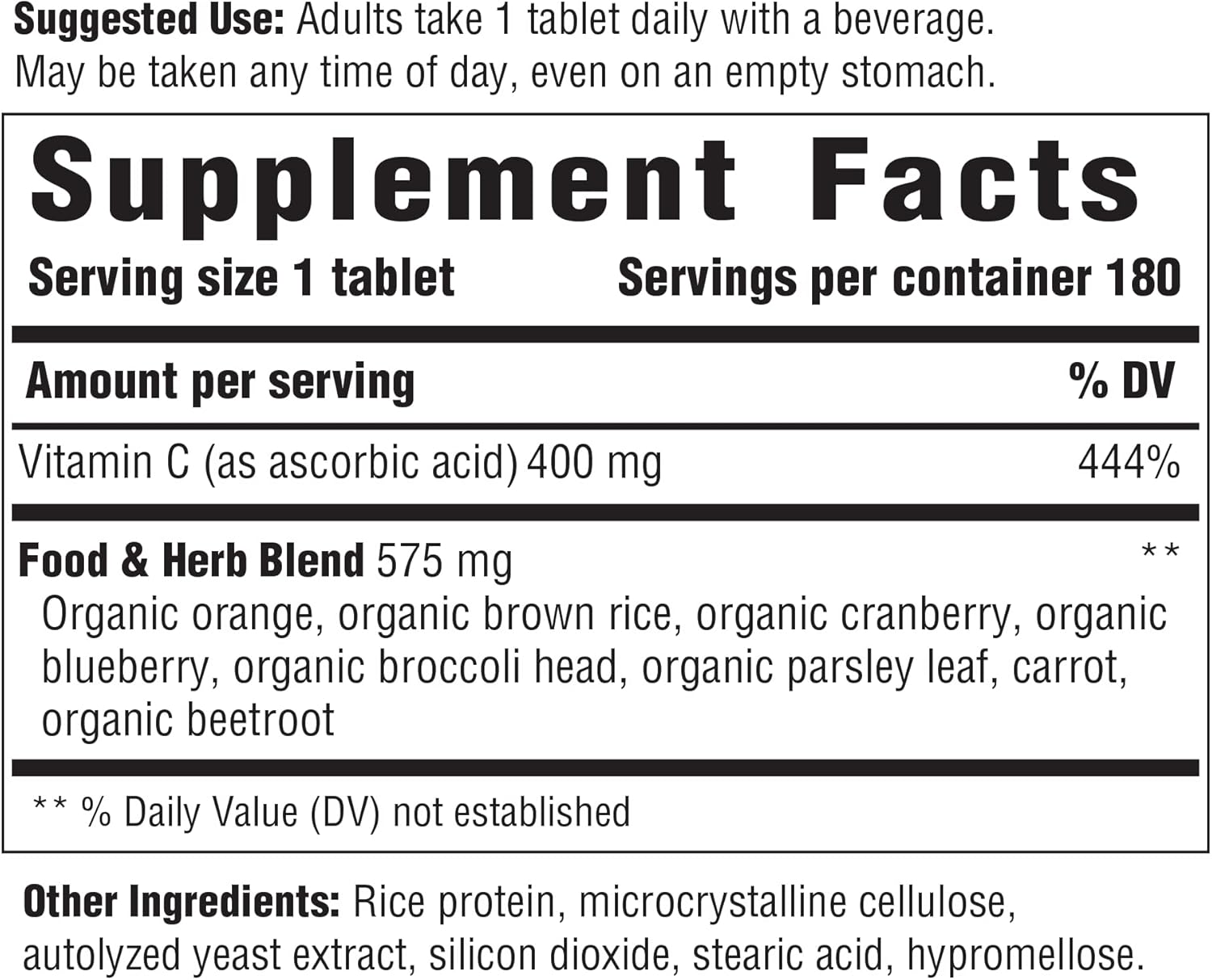 INNATE Response Formulas Vitamina C 400 mg con Alimentos Integrales - 180 Comprimidos
