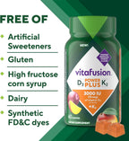 Vitafusion Power Plus Vitamina D3 K2 Gomitas, 3000 UI, 60 Unidades, Sabor Tropical Punch