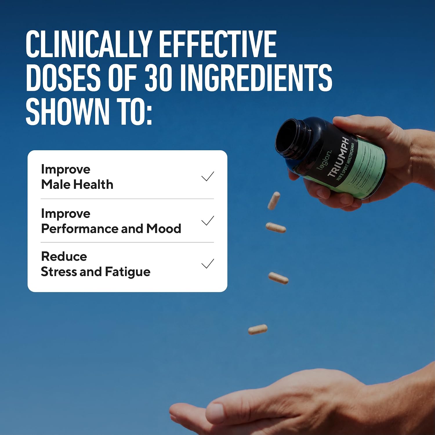 LEGION Triumph Multivitamínico para Hombres - 21 Vitaminas y Minerales - 30 Dosis