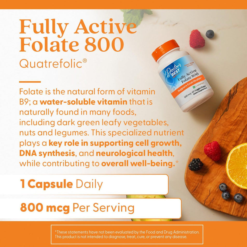 Doctor's Best Metilfolato 800 mcg - 60 Cápsulas Vegetales