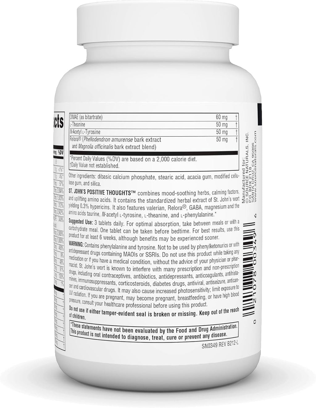 Source Naturals St. John's Positive Thoughts - 90 Comprimidos