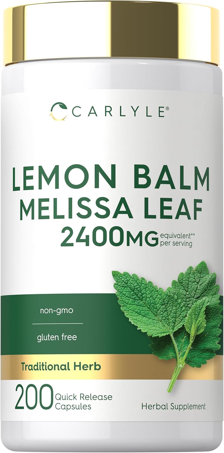 Carlyle Cápsulas de Melisa (Lemon Balm) | 200 Unidades | Extracto Concentrado de Hoja de Melissa | Fórmula No GMO y Sin Gluten