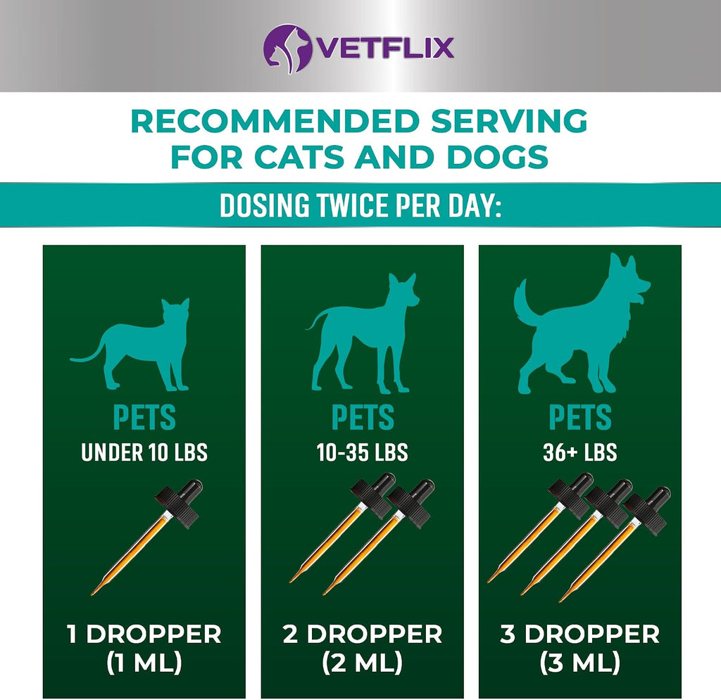 Probióticos Líquidos Premium para Perros, Gatos, Cachorros y Gatitos, 60 ml - Vetflix