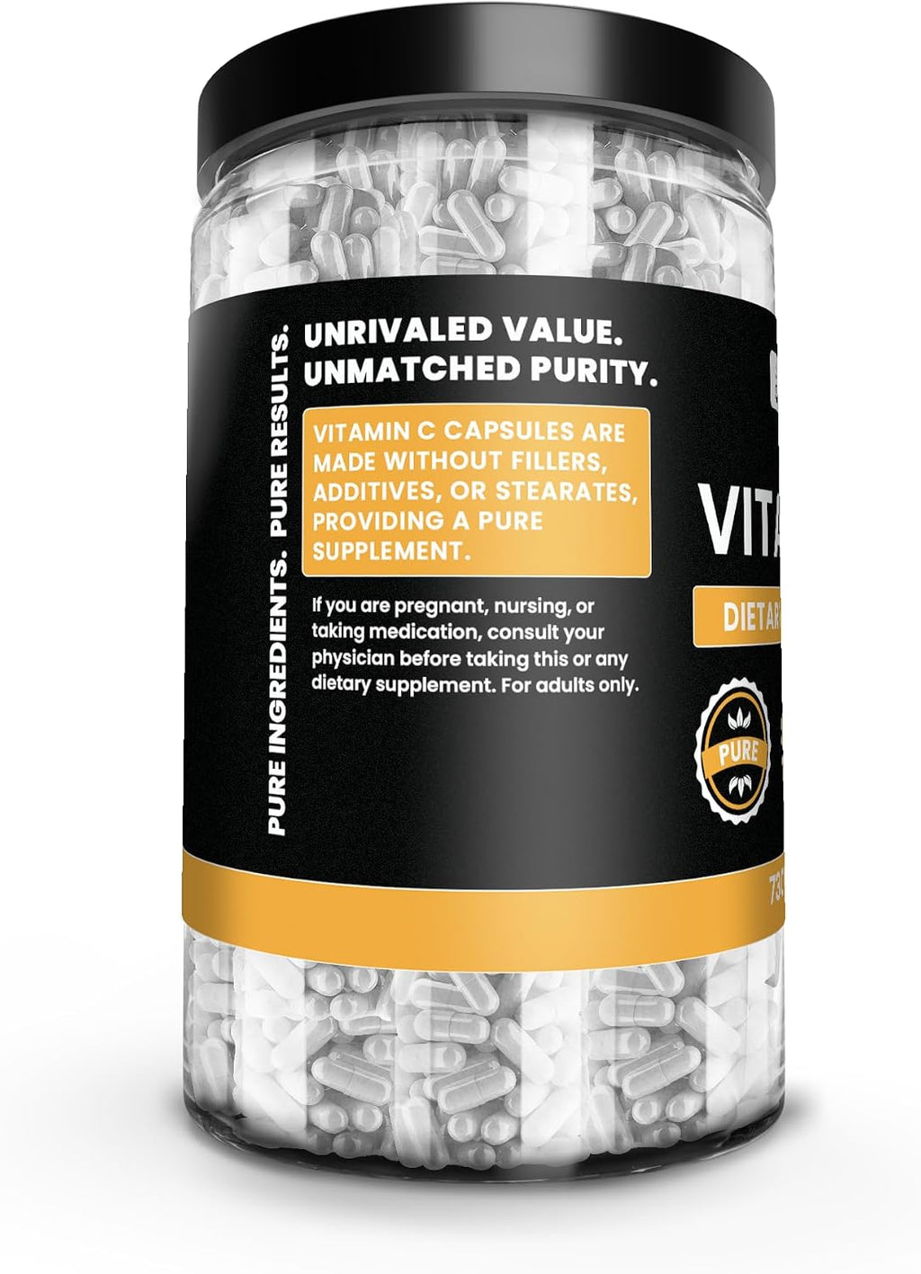 Pure Original Ingredients Vitamina C (730 Cápsulas) Sin Rellenos, Puro y Verificado en Laboratorio