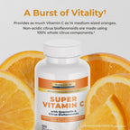 Nature's Lab Gold Super Vitamina C 1000mg – Complejo de Bioflavonoides y Quercetina – Cápsulas No Ácidas – 120 Cápsulas (2 Meses)
