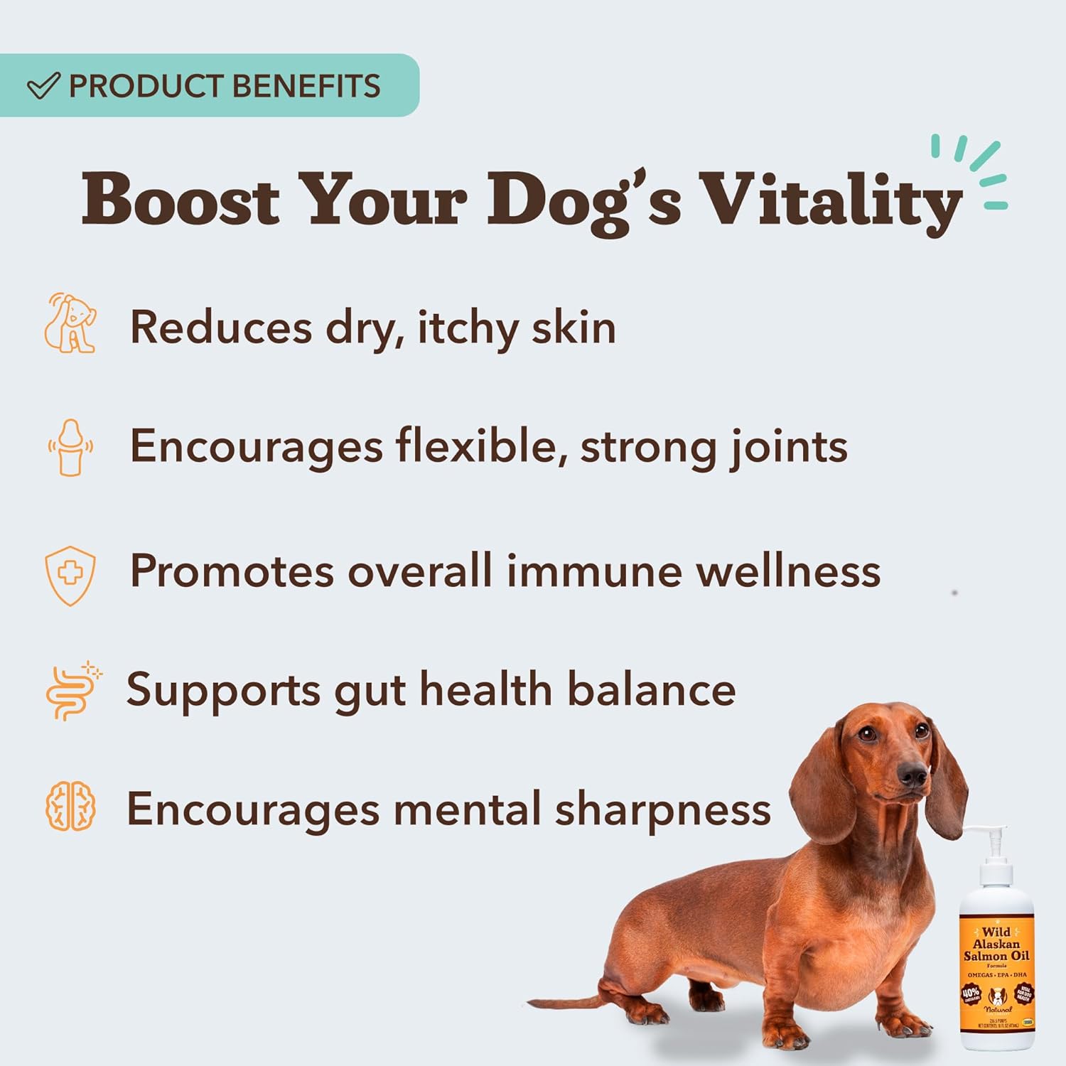 Aceite de Salmón Salvaje de Alaska para Perros y Cachorros - Suplemento de Omega 3 con EPA y DHA, Tamaño de Prueba, 8 oz
