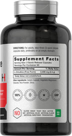 Horbäach L-Citrulina – 2400 mg – 180 Cápsulas – Libre de Gluten y OMG