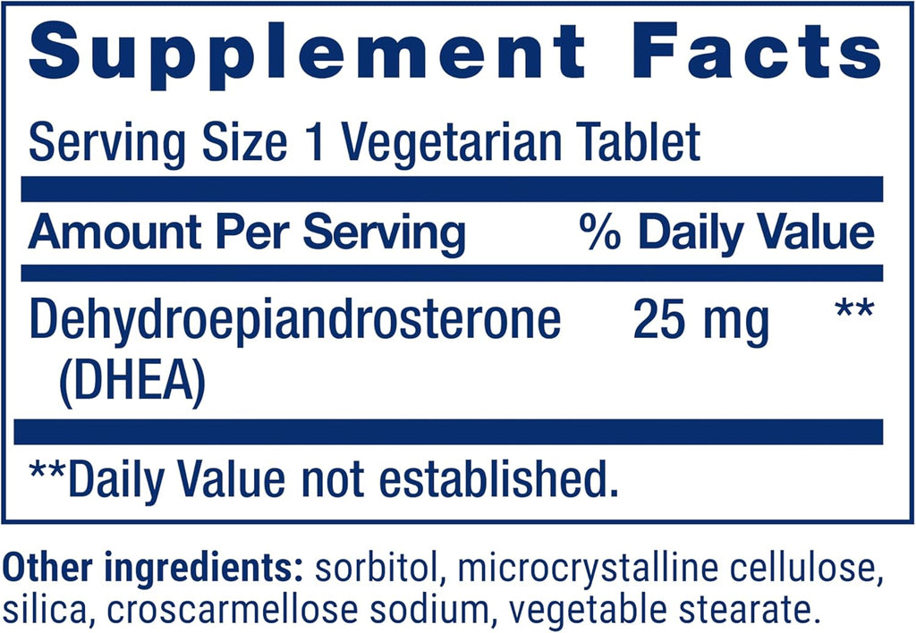 Life Extension DHEA 25 mg – 100 Tabletas Sublinguales para el Equilibrio Hormonal