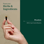 GAIA HERBS PRO Rhodiola - Complemento Adaptógeno con Extracto de Raíz de Rhodiola - 60 Cápsulas (30 Dosis)