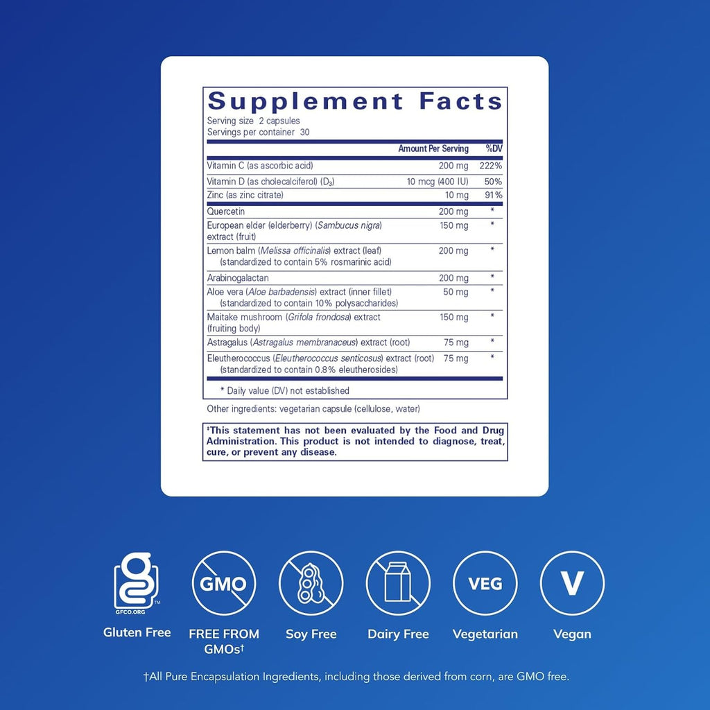 Pure Encapsulations Daily Immune | Fórmula Inmunitaria Completa con Vitaminas, Minerales y Extractos Botánicos | 60 Cápsulas