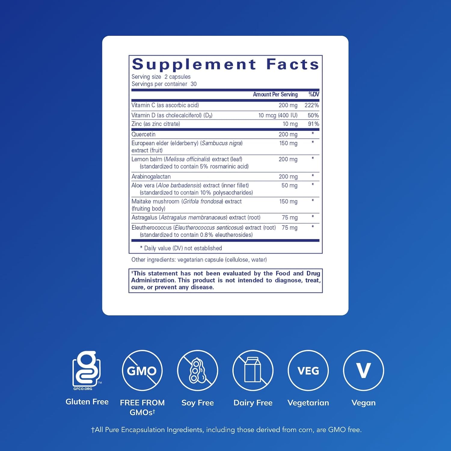 Pure Encapsulations Daily Immune | Fórmula Inmunitaria Completa con Vitaminas, Minerales y Extractos Botánicos | 60 Cápsulas