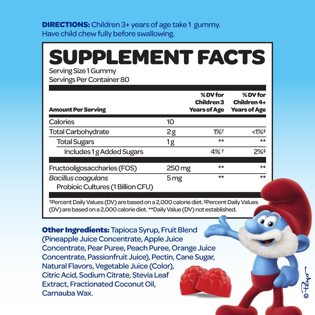 The Smurfs Focus Gummies para Niños - Gominolas de Concentración con Fosfatidilserina - Apoyo a la Atención y Memoria - 80 unidades