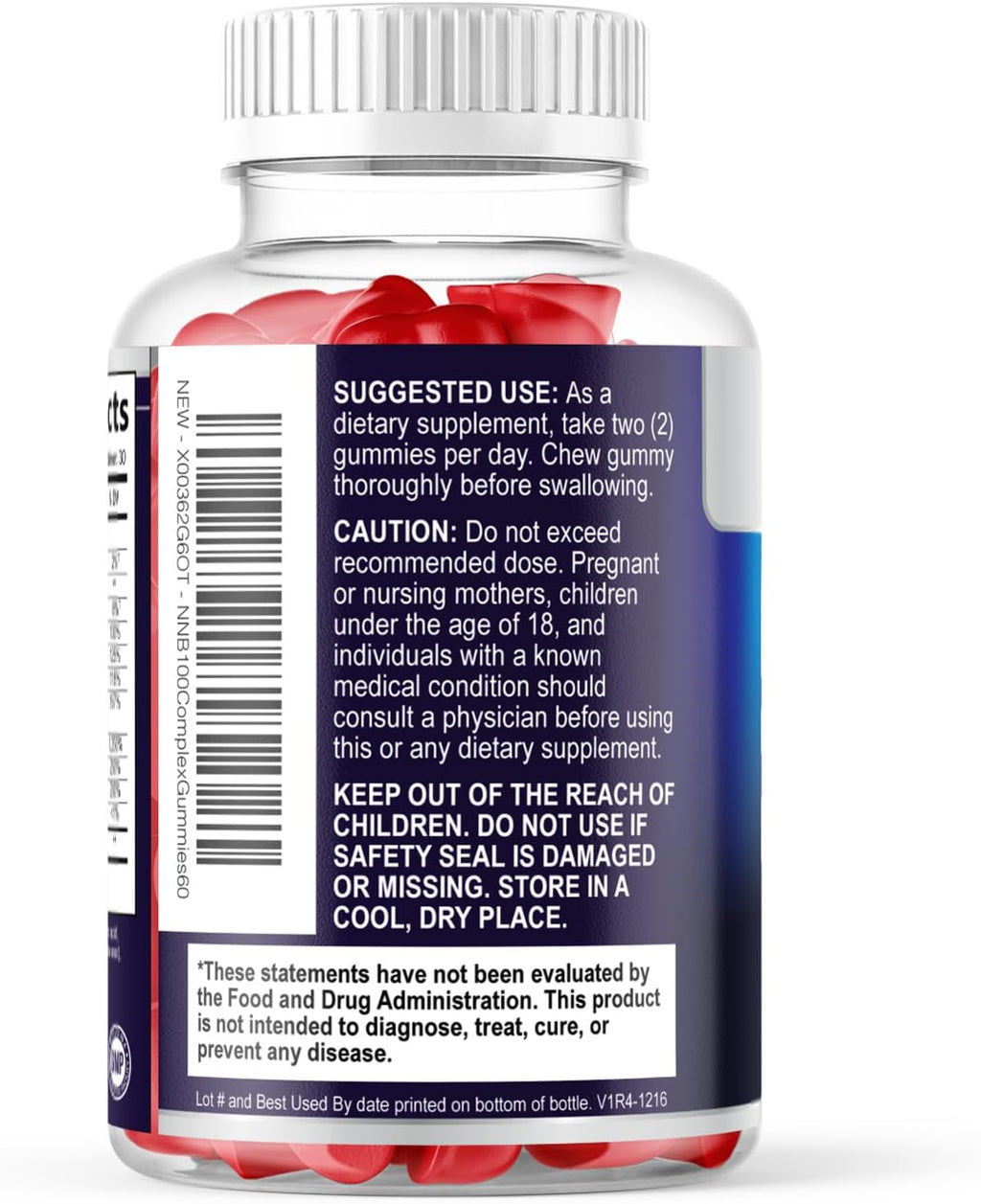 Vitamin B Complex Gummies – Extra Strength Super B Vitamin Gummy con Vitamina C, Apoyo Inmunológico para Hombres y Mujeres – Suplemento de Energía y Apoyo Cerebral con Ácido Fólico, Niacina, B6, B12 – 60 Gominolas