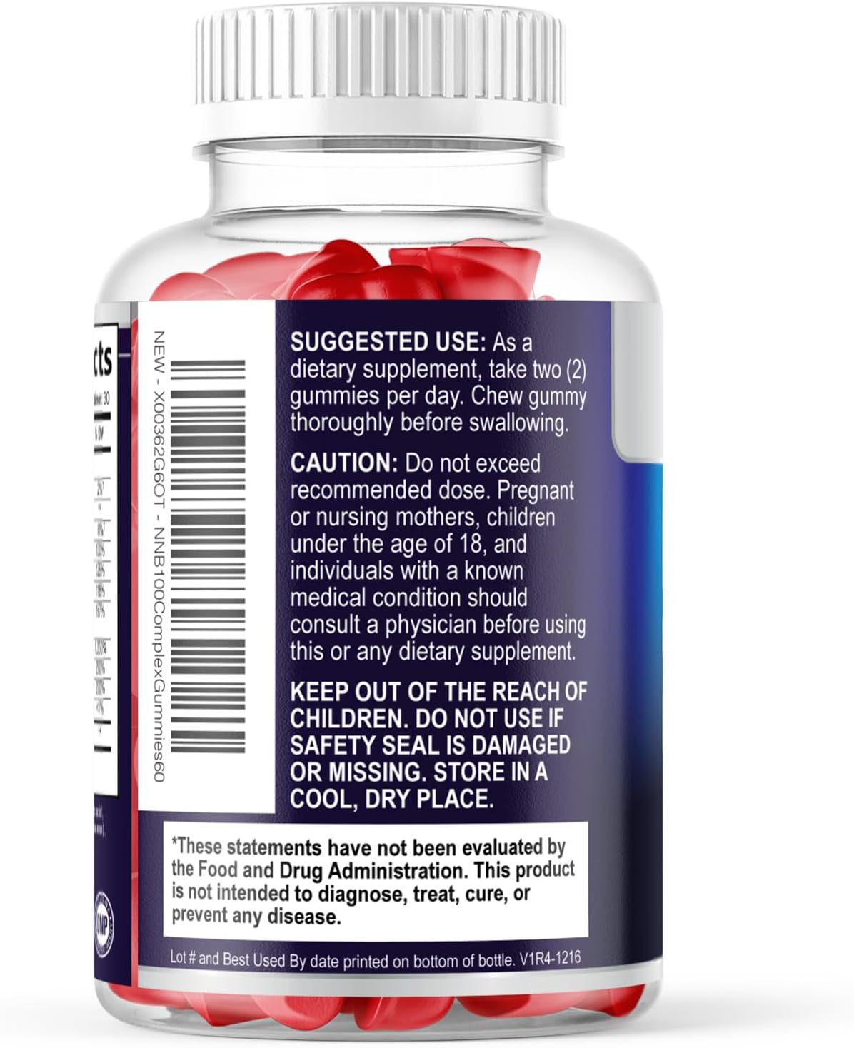 Vitamin B Complex Gummies – Extra Strength Super B Vitamin Gummy con Vitamina C, Apoyo Inmunológico para Hombres y Mujeres – Suplemento de Energía y Apoyo Cerebral con Ácido Fólico, Niacina, B6, B12 – 60 Gominolas