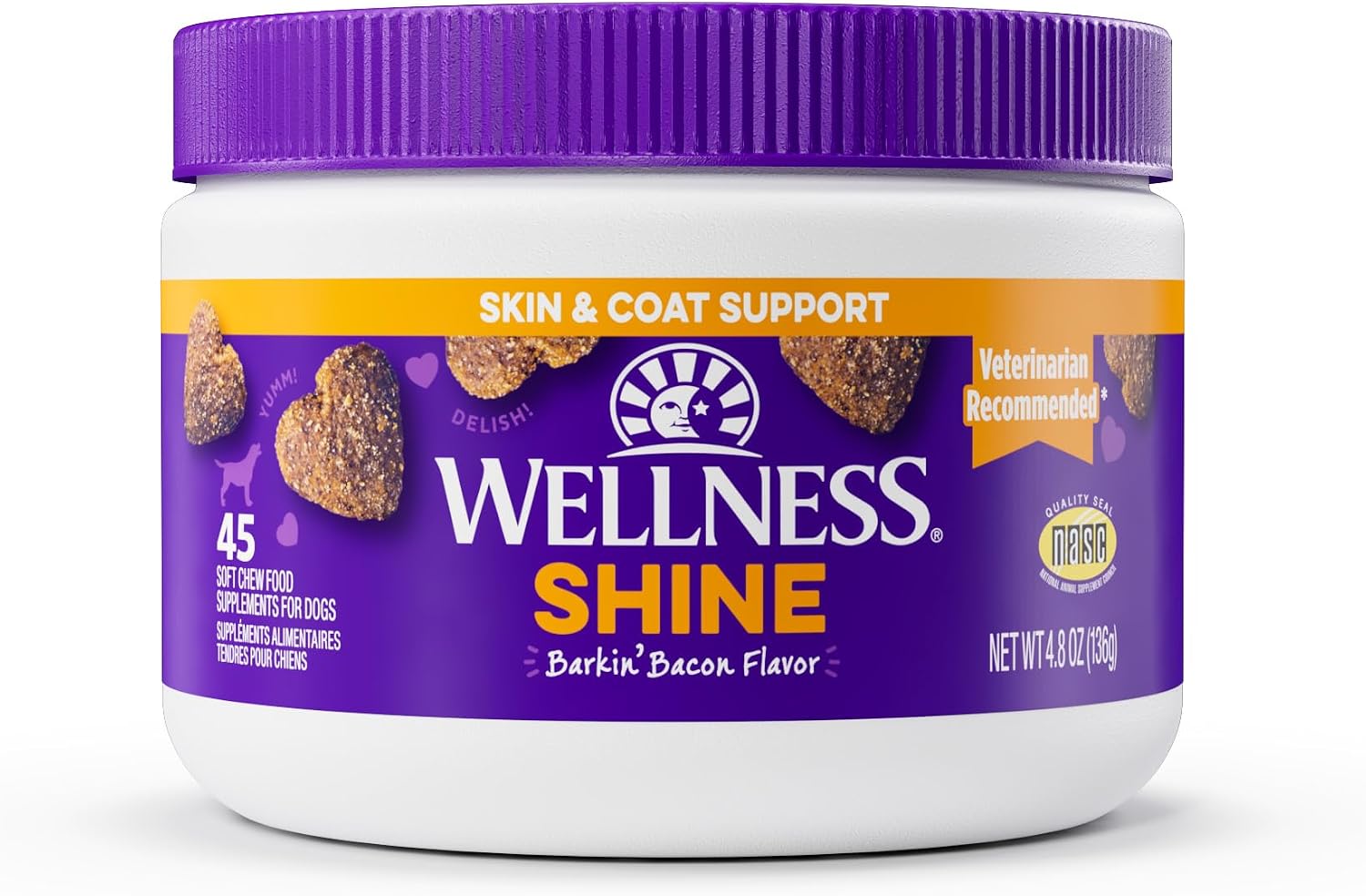 Wellness Soft Chews Sabor Salmón - Suplemento Inmune y Alergias para Perros, 45 unidades