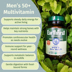 EarthFirst Organic Multivitamínico Diario para Hombres 50+ - 19 Vitaminas de Hierbas y Superalimentos, Apoya la Salud Prostática, Energía y Huesos Fuertes - 60 Comprimidos