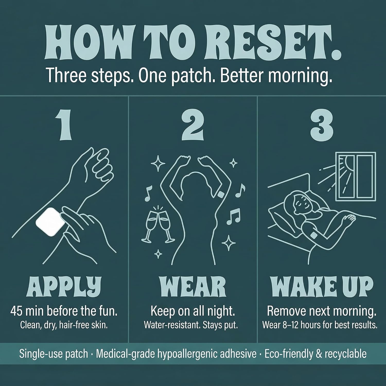 Homi Wellness Reset Patches | Parches de Recuperación Post-Fiesta con DHM 500mg y Magnesio | 30 Parches