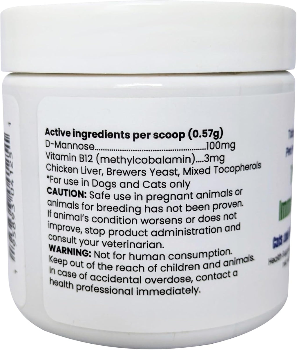 Toby's Immune Boost - Polvo de Metilcobalamina B12, D-Manosa y Levadura de Cerveza para Perros y Gatos