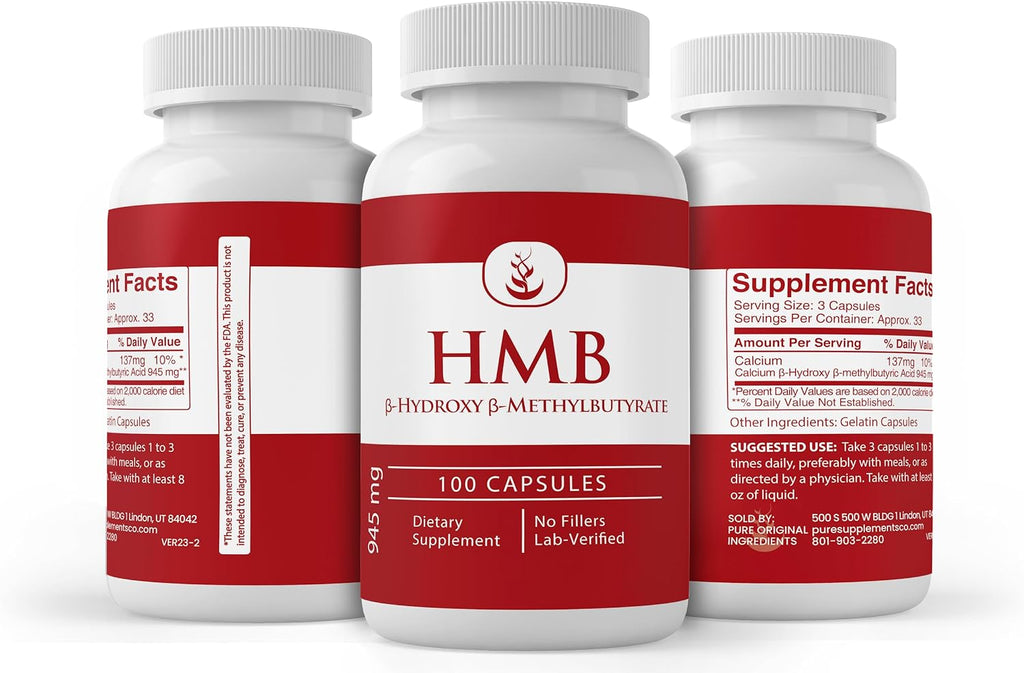 HMB (Beta-hidroxi Beta-metilbutirato) 100 Cápsulas - Pure Original Ingredients