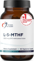 Designs for Health L-5-MTHF - Metilfolato Quatrefolic 5mg (8500 DFE) - 60 Cápsulas