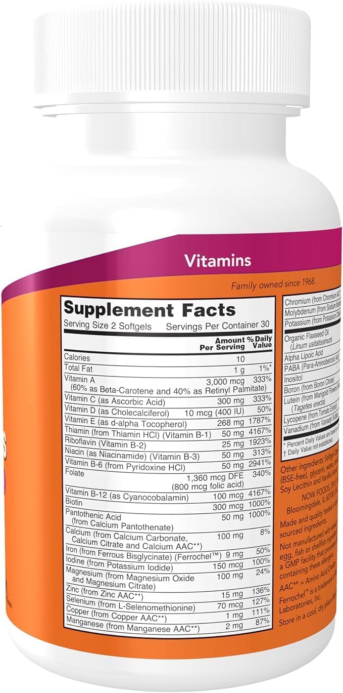 Now Foods Multivitamínico Líquido Cápsulas Blandas, 60 unidades