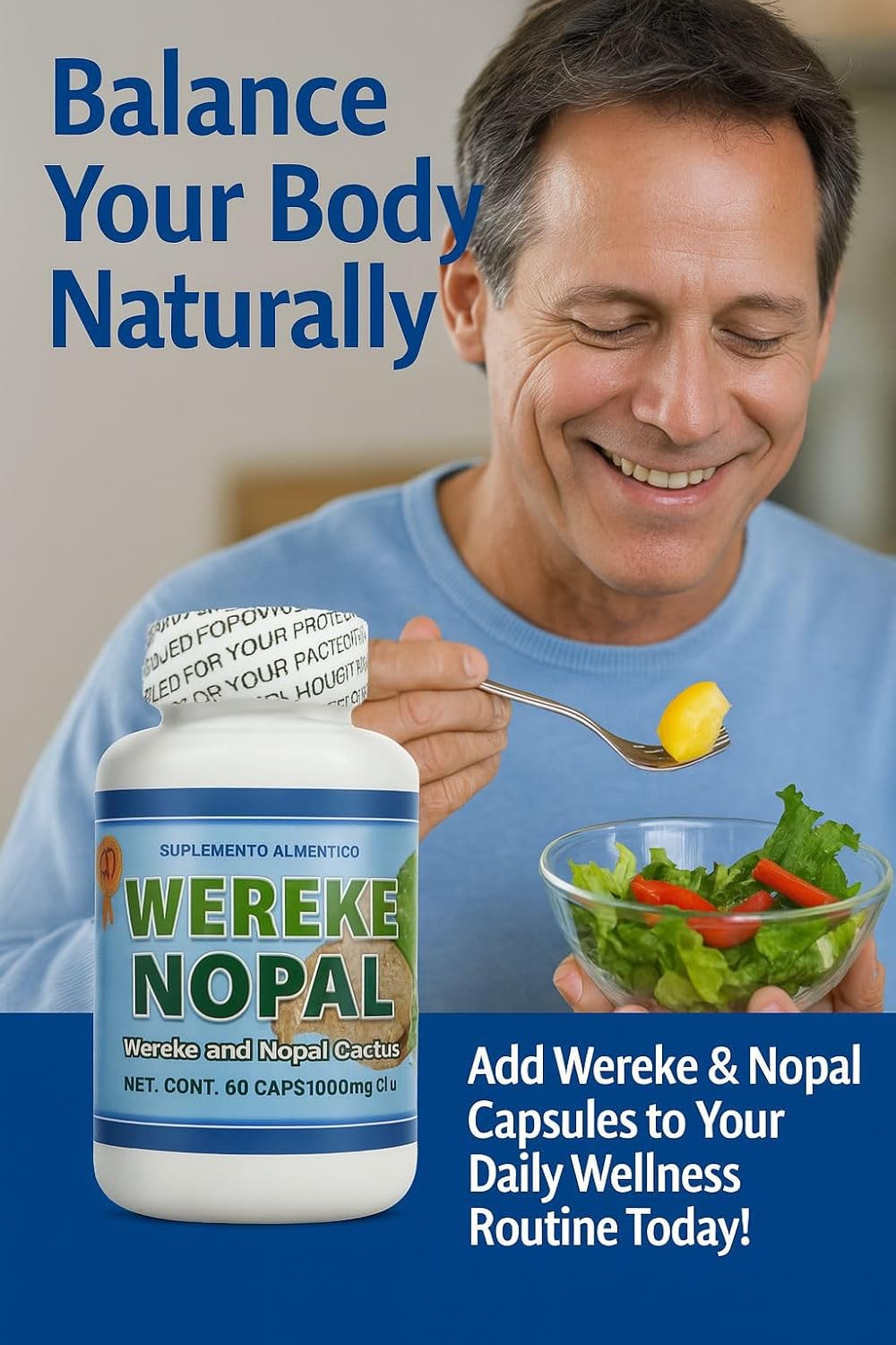 Wereke & Nopal Cápsulas – 60 Unidades (1000 mg cada una) – Complemento Herbal Natural – Mezcla Tradicional Mexicana – de Lo+Natural