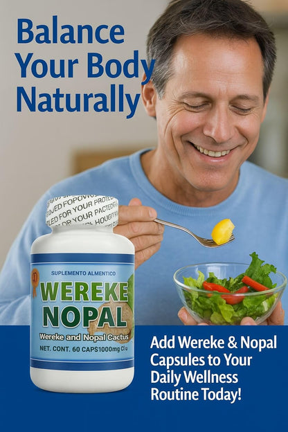 Wereke & Nopal Cápsulas – 60 Unidades (1000 mg cada una) – Complemento Herbal Natural – Mezcla Tradicional Mexicana – de – Image 2