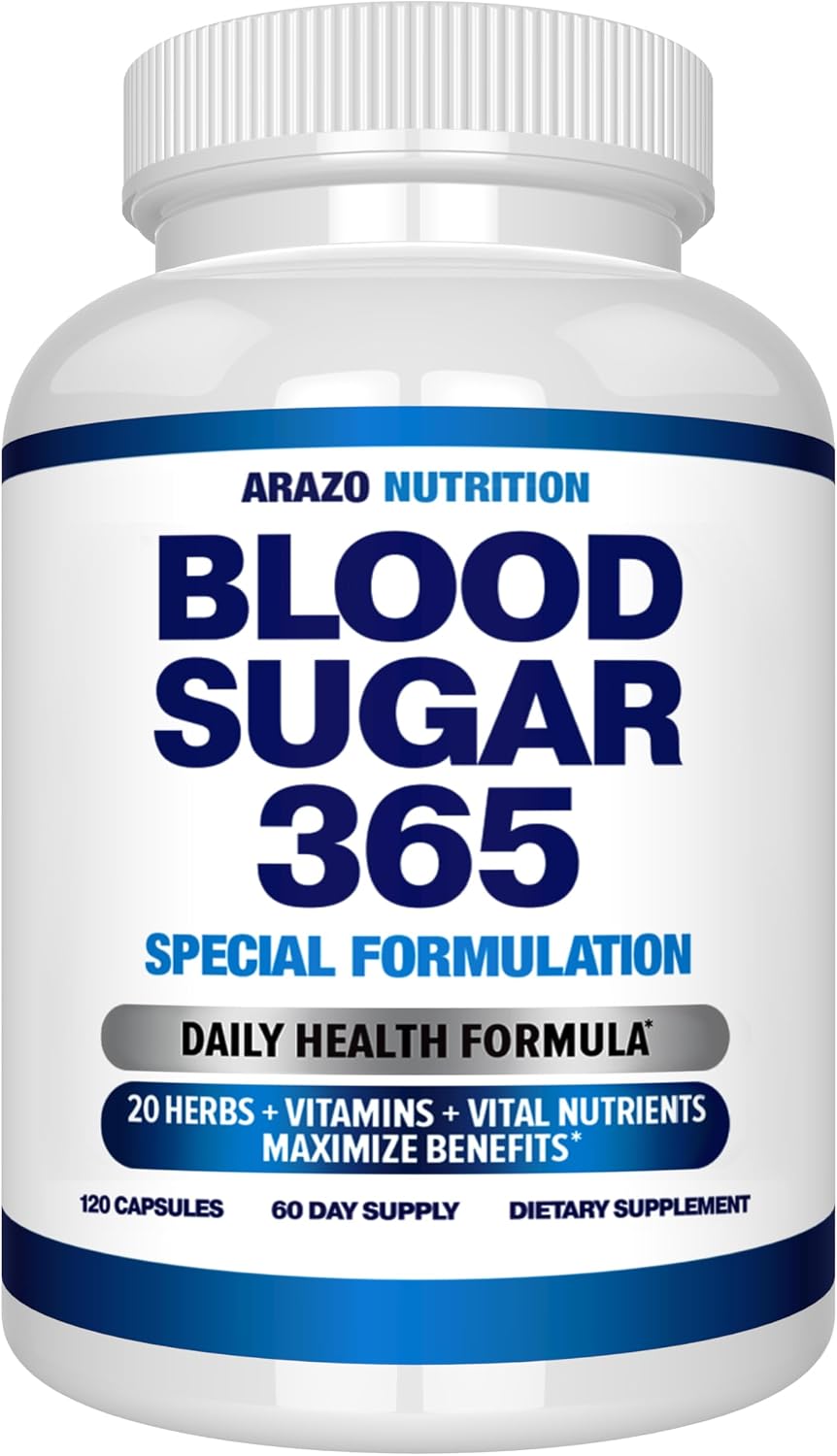 Arazo Nutrition Blood Sugar 365 – Energy Metabolism Support – 120 Vegan Capsules (60-Day Supply)