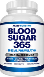 Arazo Nutrition Blood Sugar 365 – Energy Metabolism Support – 120 Vegan Capsules (60-Day Supply)