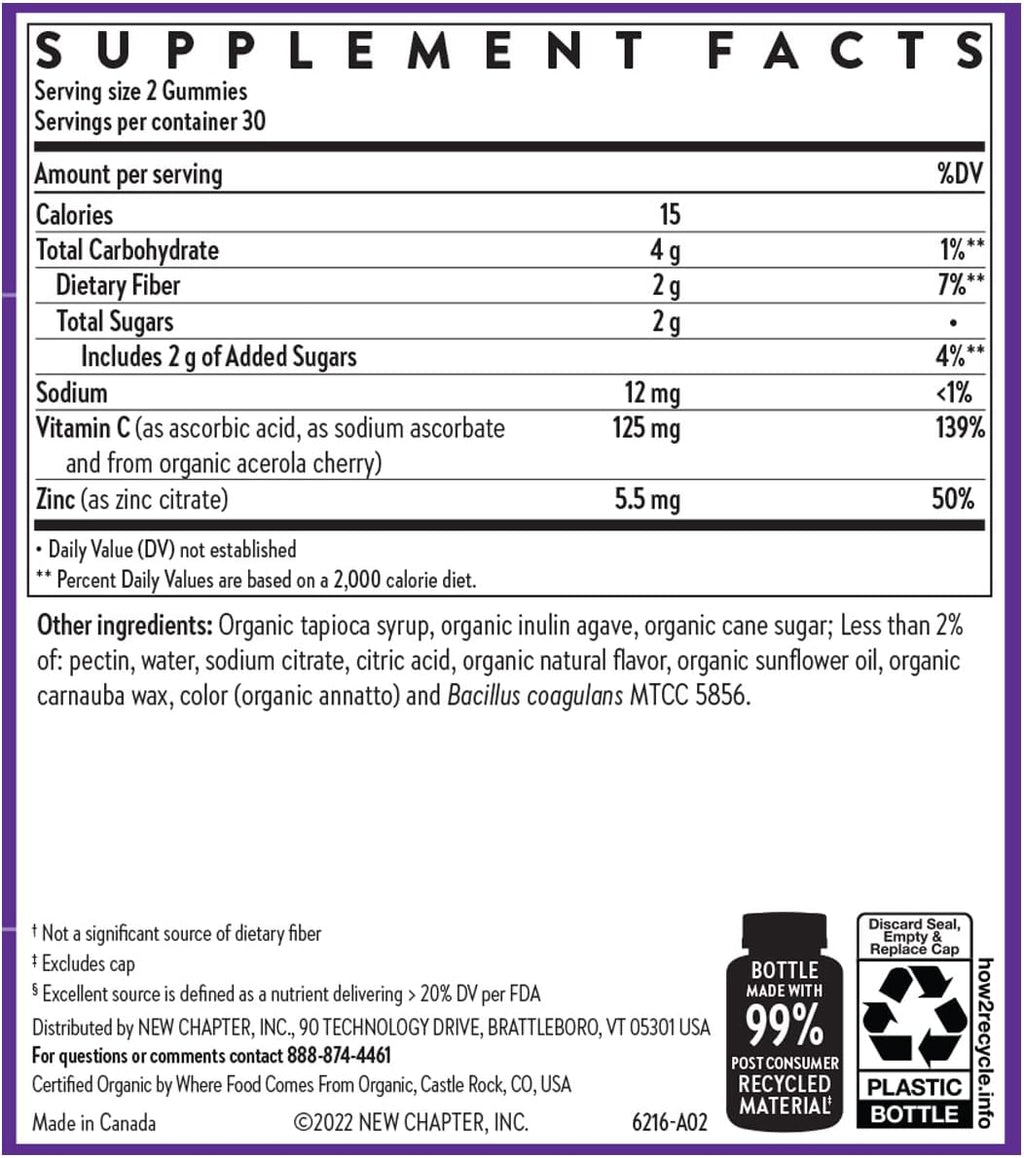 New Chapter Vitamin C+ Gominolas - 35% Menos Azúcar - 60 Gominolas