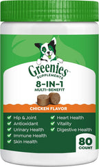 Greenies Suplementos blandos 8-en-1 Multi-Beneficio para perros, sabor pollo, 40 unidades