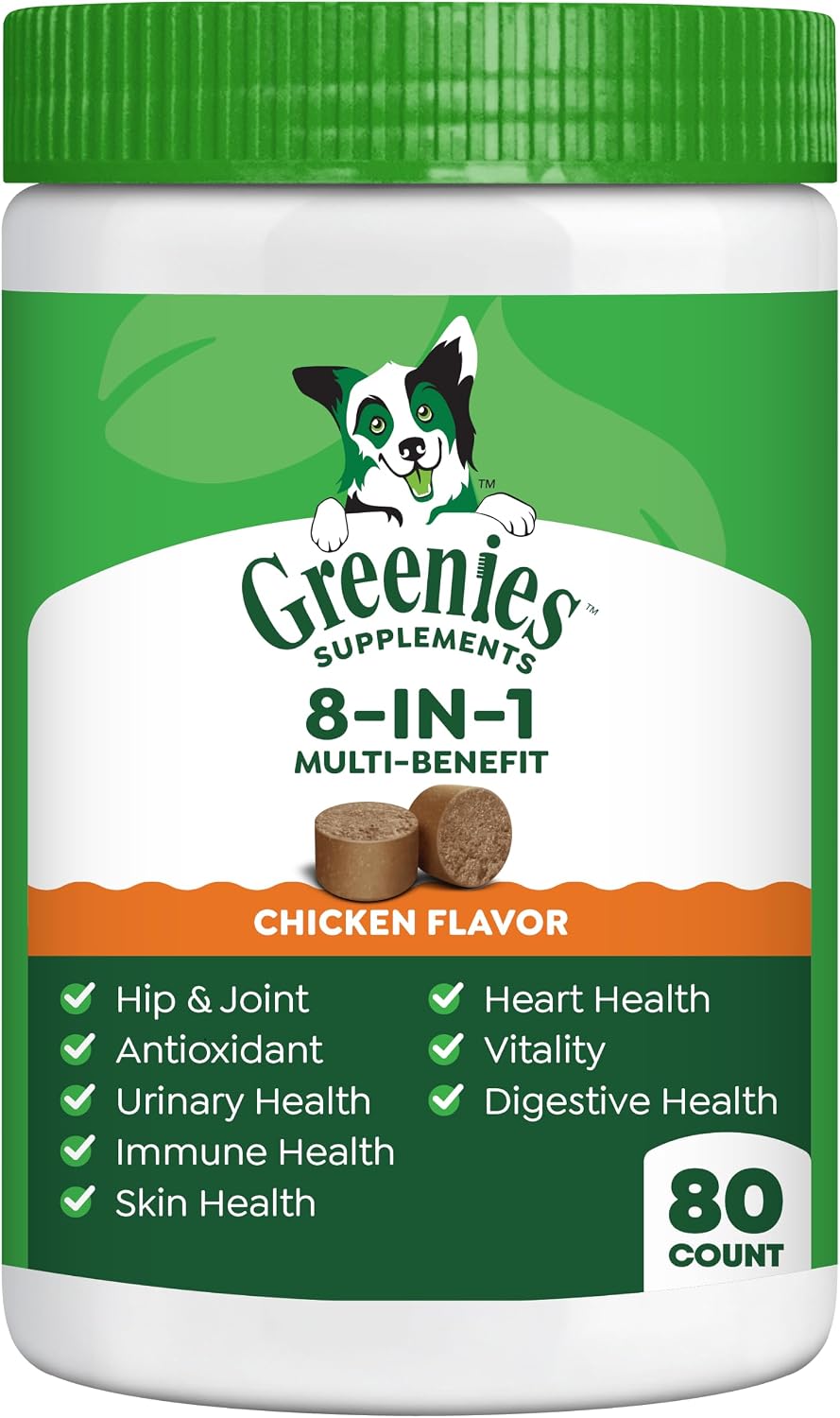 Greenies Suplementos blandos 8-en-1 Multi-Beneficio para perros, sabor pollo, 40 unidades