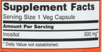 Now Foods - Inositol 500 mg, 100 Capsules