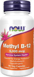 NOW Foods Methyl B-12 5000mcg Metilcobalamina, 90 Cápsulas Vegetales